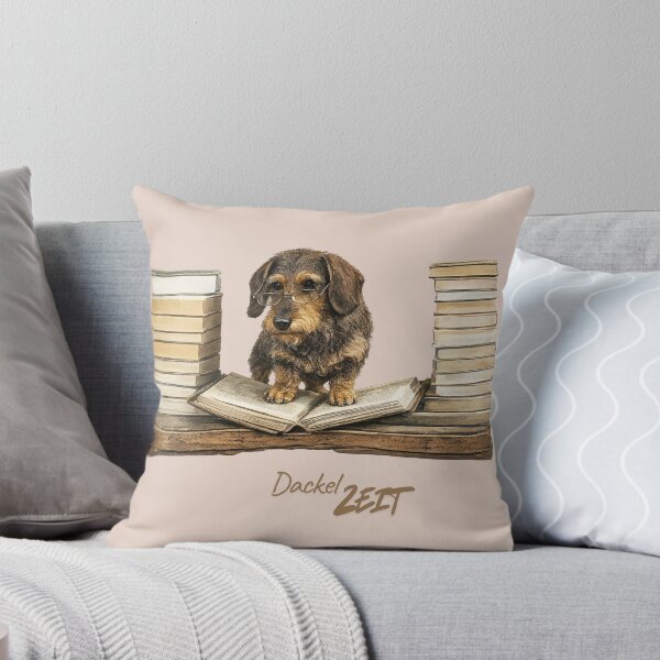 Item preview, Wirehaired Dachshund with books designed and sold by DasDaggel.