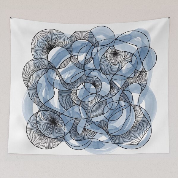Item preview, Blue Abstract Watercolor Circles Rings Print T-Shirt Poster designed and sold by AbstractAuraArt.