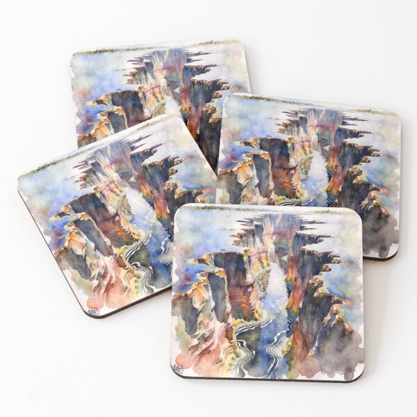 Item preview, Watercolor Canyon Rift Surreal Landscape designed and sold by LyquidAbyss.