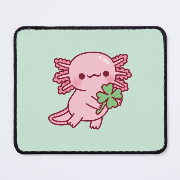 Item preview, Cute Axolotl With Lucky Four Leaf Clover designed and sold by rustydoodle.