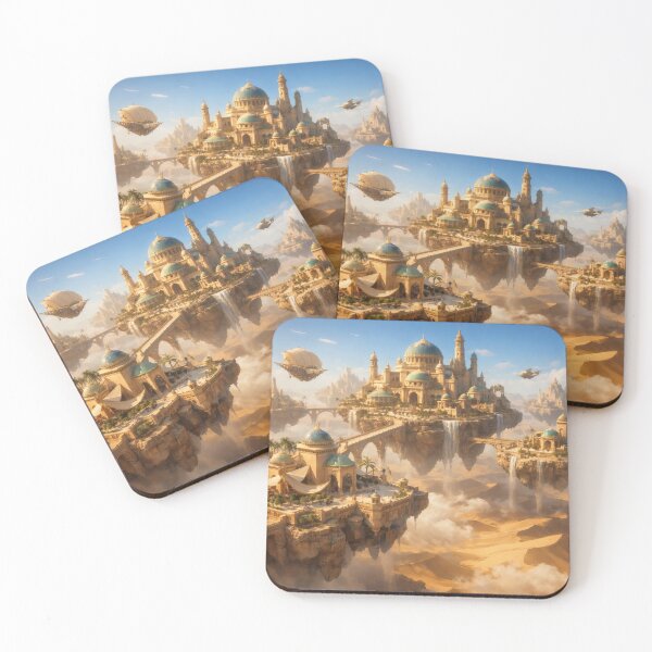 Item preview, Floating Desert City – Magical Fantasy Cityscape Wall Art Above the Sands designed and sold by Spiritveil.