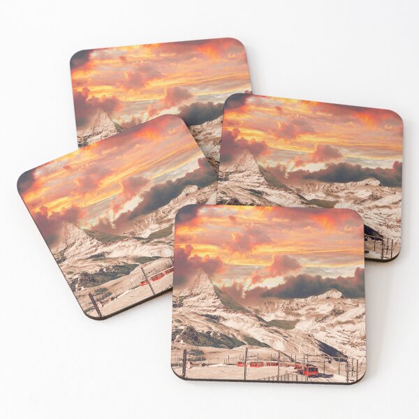 Item preview, Matterhorn at sunset – Gornergrat Railway against a Swiss Alpine panorama designed and sold by Mauswohn.