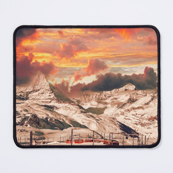 Item preview, Matterhorn at sunset – Gornergrat Railway against a Swiss Alpine panorama designed and sold by Mauswohn.