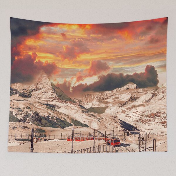 Item preview, Matterhorn at sunset – Gornergrat Railway against a Swiss Alpine panorama designed and sold by Mauswohn.