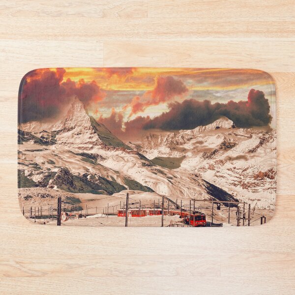 Item preview, Matterhorn at sunset – Gornergrat Railway against a Swiss Alpine panorama designed and sold by Mauswohn.