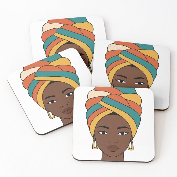 Item preview, African Woman in a Colorful Turban – Minimalist Afro Portrait designed and sold by byafrilaence.