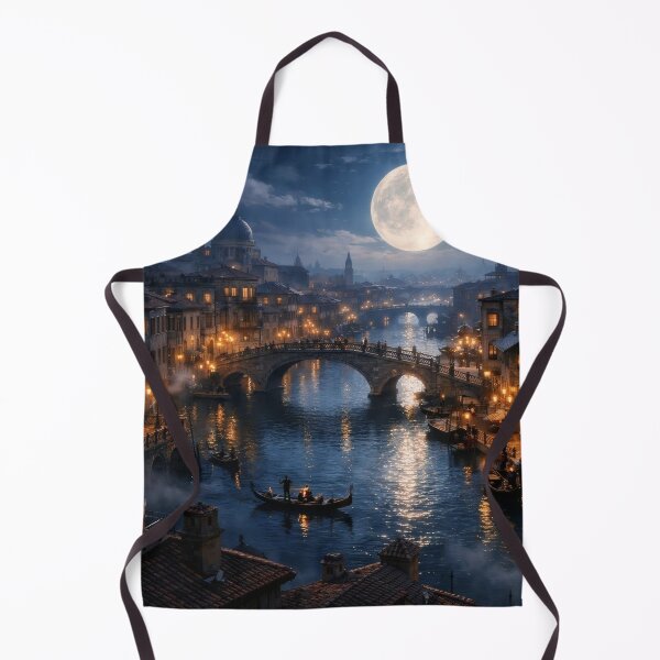 Item preview, Moonlit Canal City – Magical Fantasy Night Cityscape Wall Art designed and sold by Spiritveil.