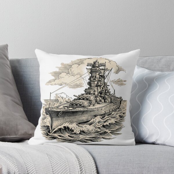 Item preview, Vintage WWII Style Battleship Engraving Art designed and sold by Cyber Ink.