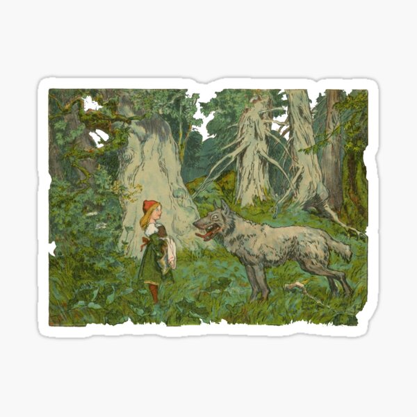Little Red Riding Hood classic illustration Sticker