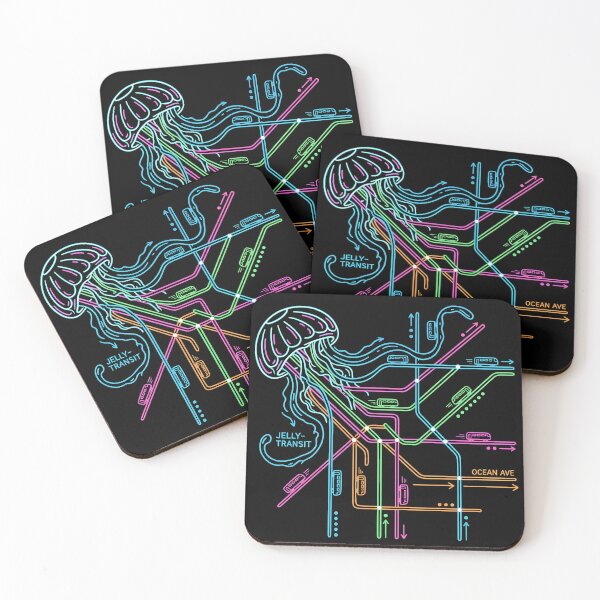 Item preview, Jellyfish Metro Map – Neon “Jelly-Transit” Sea Subway designed and sold by DesignedByMarty.