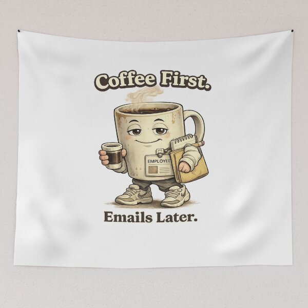 Item preview, Coffee First Emails Later – Funny Office Coffee Humor Design designed and sold by CraftLum.