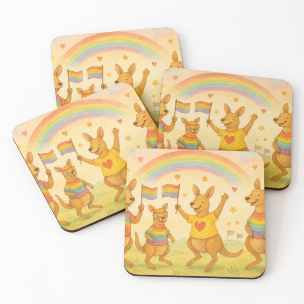 Item preview, Pride Month Kangaroos – Rainbow Watercolor Illustration for Diversity designed and sold by Mauswohn.