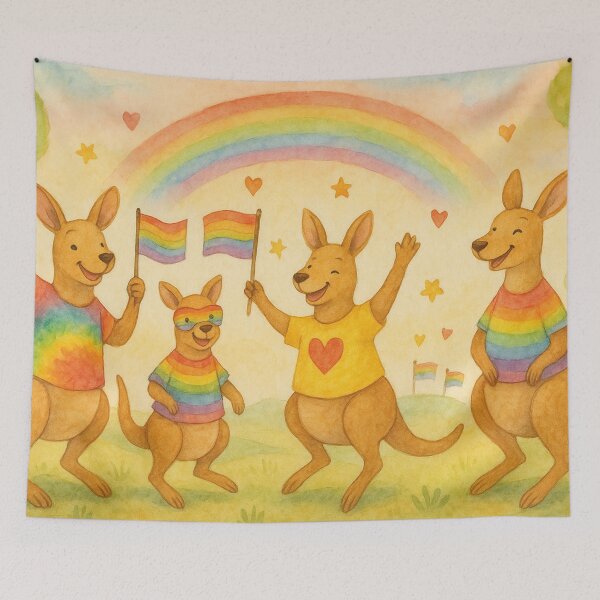 Item preview, Pride Month Kangaroos – Rainbow Watercolor Illustration for Diversity designed and sold by Mauswohn.