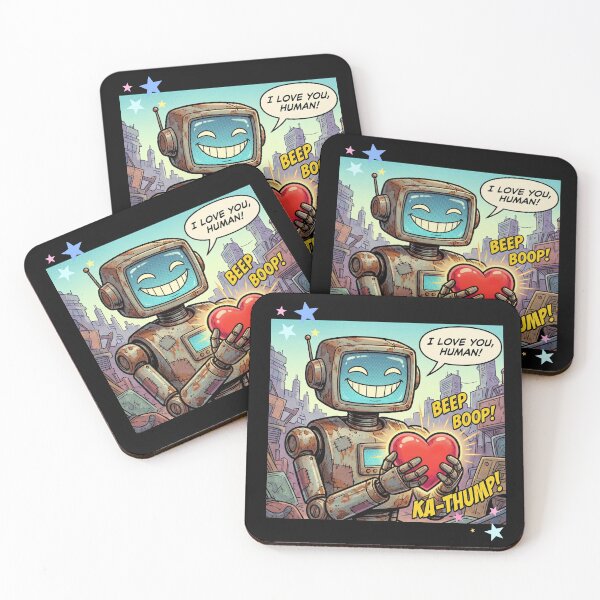 Item preview, Retro Robot Love - Beep Boop I Love You Human Comic Art designed and sold by AddyTae.
