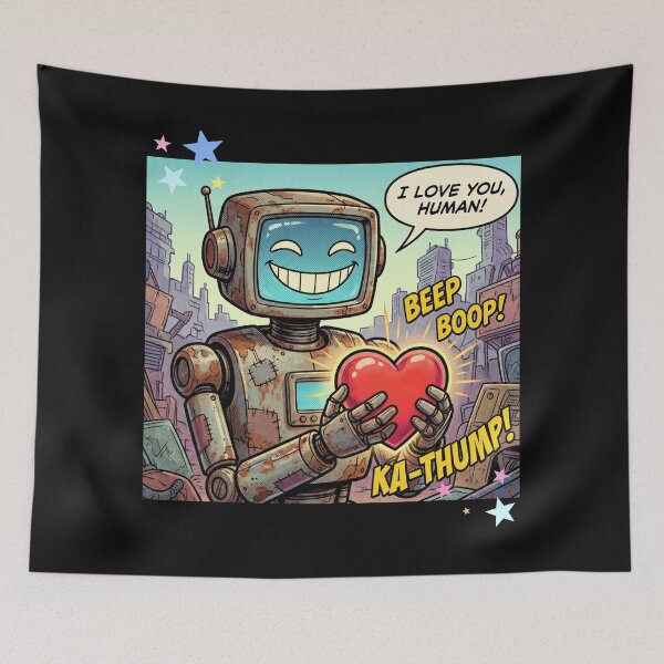 Item preview, Retro Robot Love - Beep Boop I Love You Human Comic Art designed and sold by AddyTae.