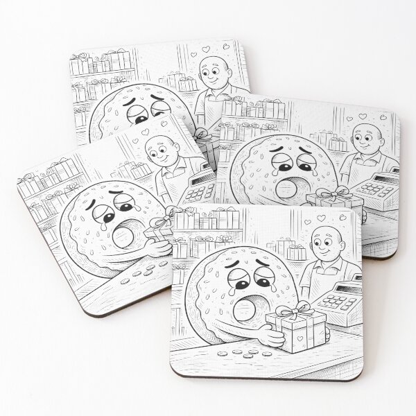 Item preview, Sad Donut at Checkout – Funny Broke Food Character Illustration designed and sold by ComedyInkFactor.