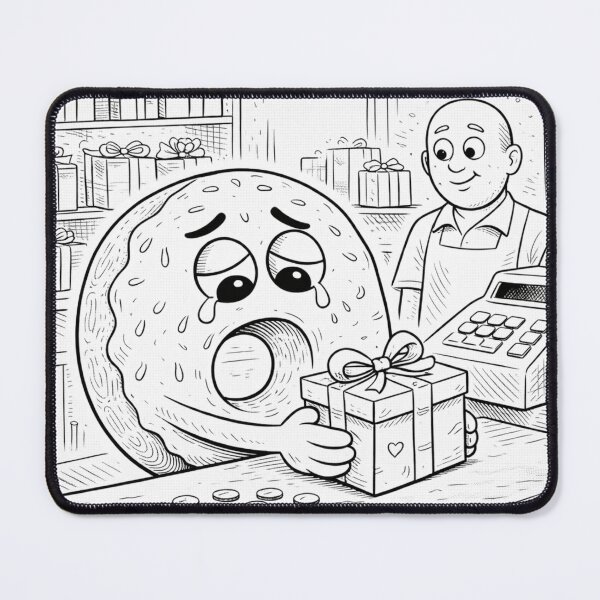 Item preview, Sad Donut at Checkout – Funny Broke Food Character Illustration designed and sold by ComedyInkFactor.