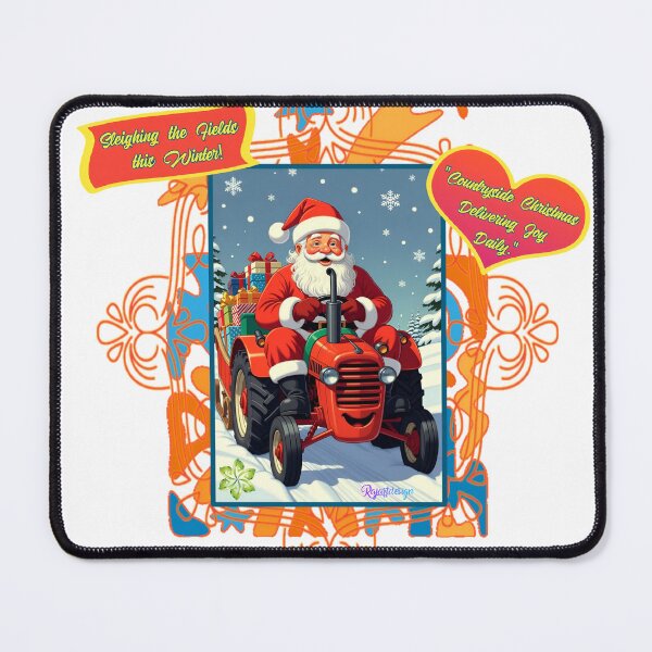 Item preview, Santa’s Festive Tractor: Harvesting Joy Winter Art designed and sold by RajaArtDesign.