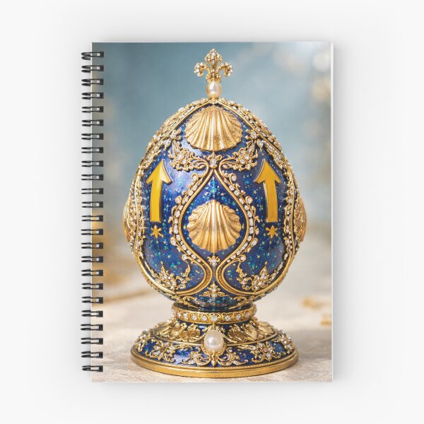Item preview, Fabergé-style Camino Egg – Gold & Blue Pilgrimage Art with Scallop Shells and Arrows designed and sold by Sybille-Yates.