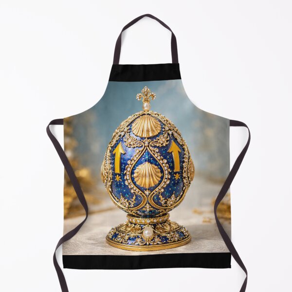 Item preview, Fabergé-style Camino Egg – Gold & Blue Pilgrimage Art with Scallop Shells and Arrows designed and sold by Sybille-Yates.