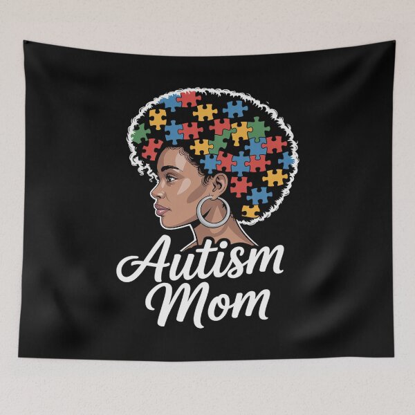 Item preview, Black Afro American Autism Awareness Mom designed and sold by Moxizz.