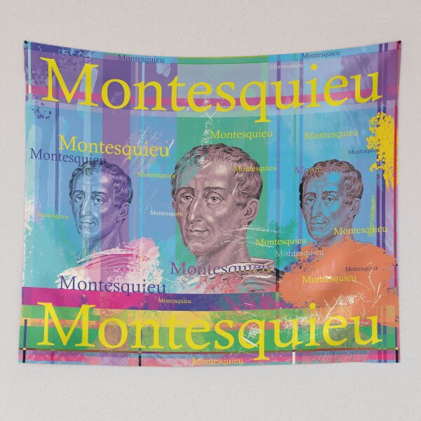 Item preview, Montesquieu Pop Art Collage – Political Thinker in Aesthetic Design designed and sold by Mauswohn.