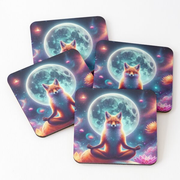 Item preview, Cosmic Zen Fox Under the Moon – Spiritual Fantasy Art designed and sold by Dogandesighn.