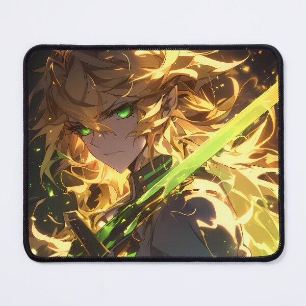 Item preview, Luminous Mikaela Hyakuya Seraph Of The End Anime Golden Fireblade Aura designed and sold by Tokyonomad.
