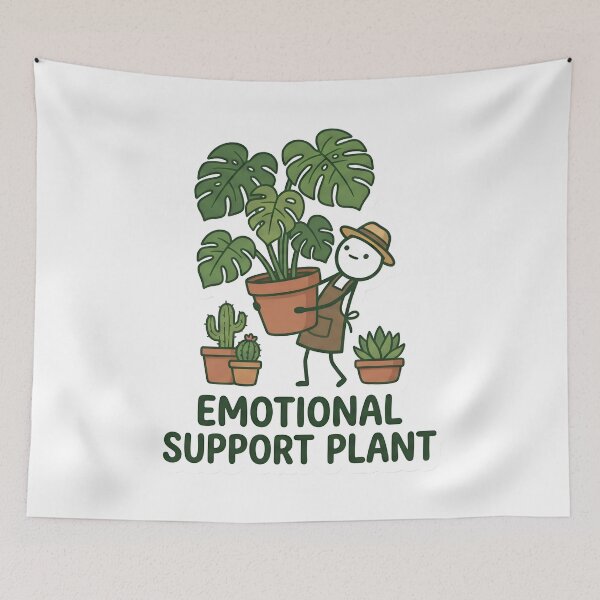 Item preview, Emotional Support Plant Stickman Cute Gardener Aesthetic Houseplant Lover designed and sold by StickyGuys.