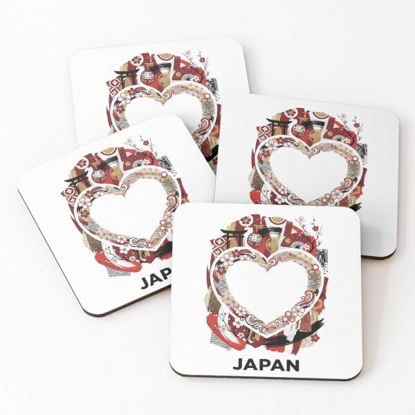Item preview, Japan Folk Heart Art – Japanese Love Symbol, Traditional Pattern Collage, Folk Around the World Collection designed and sold by MiszungART.