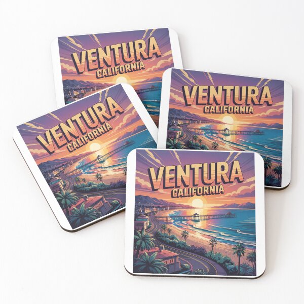 Item preview, Ventura Pier California - Sunset Palms Illustration designed and sold by CircinusStore.
