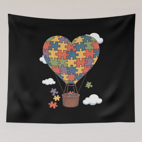 Item preview, Hot Air Balloon Autism Awareness Cute Heartns designed and sold by Moxizz.