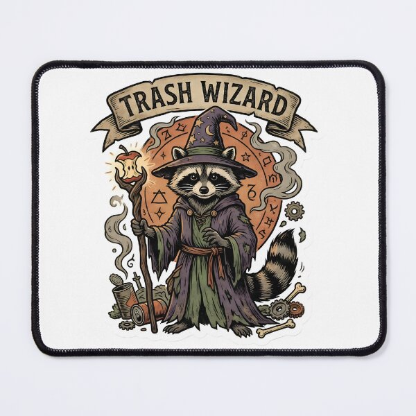 Item preview, Retro Gothic Raccoon Wizard Tarot Card Aesthetic Arcane Trash Panda Vintage Woodcut Style designed and sold by StickyGuys.