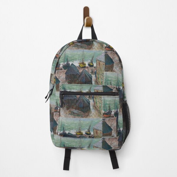 Item preview, Boats on the Beach at Etretat by Claude Monet: Coastal Impressionist Poster designed and sold by artofuniverse.