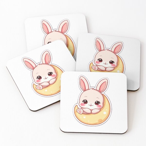 Item preview, Cute Bunny with Moon ? | Kawaii Bunny Sticker designed and sold by Art Vibe By Hemant.