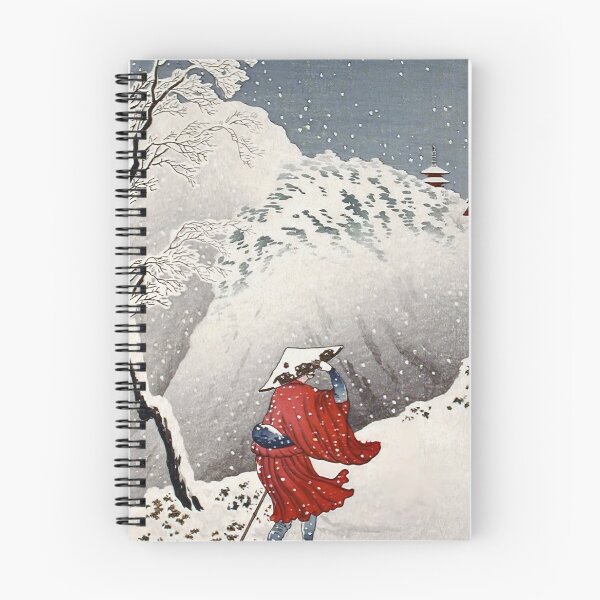Item preview, Traveler in Snow near Pagoda - Hiroaki Takahashi Vintage Print designed and sold by Open Canvas.
