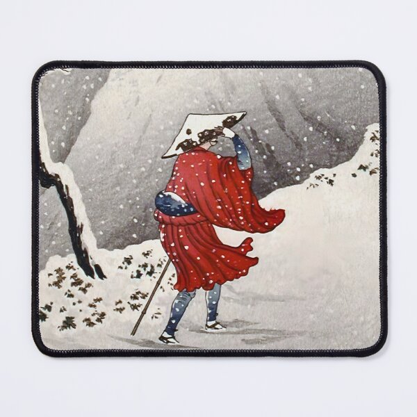 Item preview, Traveler in Snow near Pagoda - Hiroaki Takahashi Vintage Print designed and sold by Open Canvas.