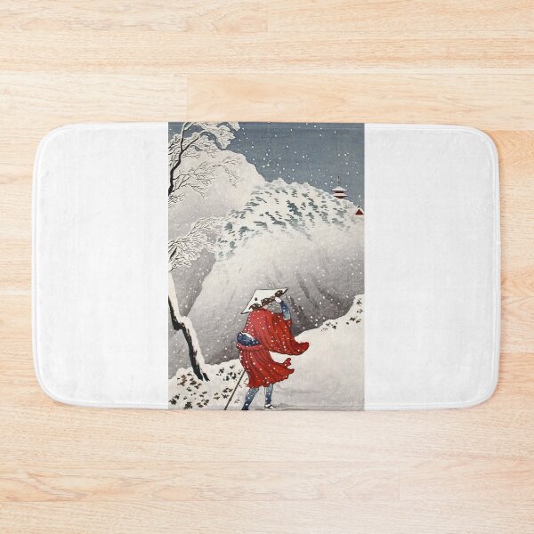 Item preview, Traveler in Snow near Pagoda - Hiroaki Takahashi Vintage Print designed and sold by Open Canvas.