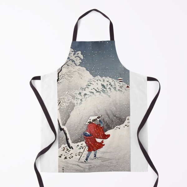 Item preview, Traveler in Snow near Pagoda - Hiroaki Takahashi Vintage Print designed and sold by Open Canvas.