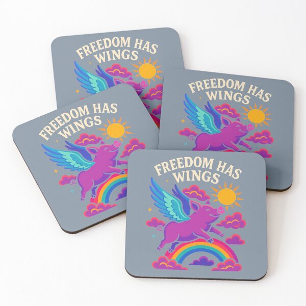 Item preview, Freedom Has Wings – Flying Pig Rainbow Illustration Cute Fantasy Art designed and sold by IsyLaneDesign.