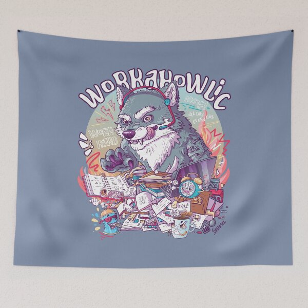Item preview, Workahowlic - Workaholic wolf pun designed and sold by SPIRIMAL.