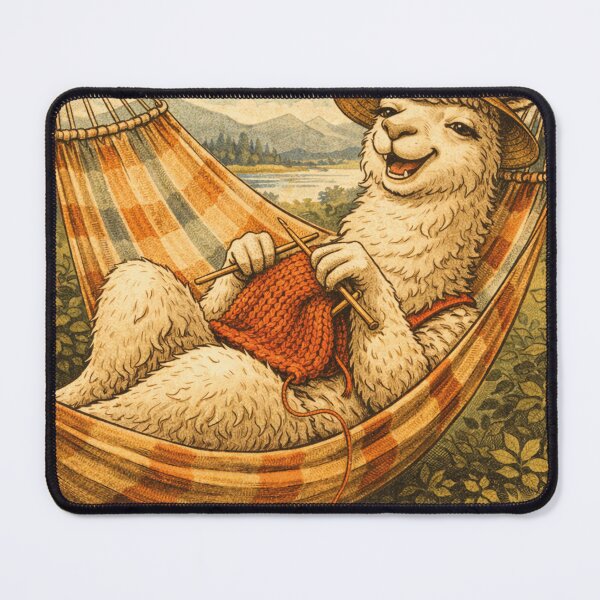 Item preview, Knitting llama – Aesthetic vintage nature designed and sold by Mauswohn.