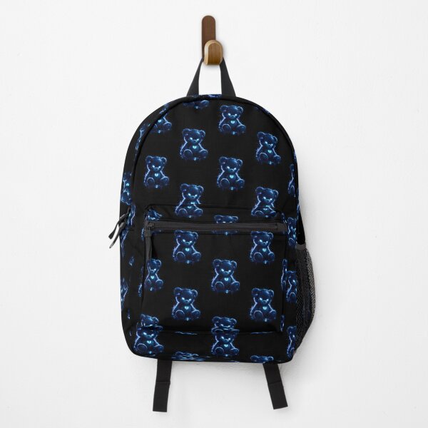 Item preview, Cyber Glitch Teddy Bear – Dark Blue Neon Aesthetic designed and sold by Mats2208.