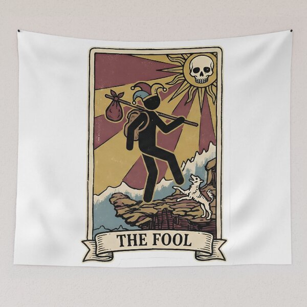 Item preview, Goth Stickman The Fool Retro Tarot Card Aesthetic Spooky Funny Meme Vintage Woodcut Style designed and sold by StickyGuys.