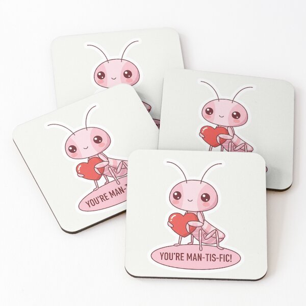 Item preview, Kawaii Pink Mantis You're Man-Tis-Fic! Valentine Minimalist Sticker designed and sold by arup7980.