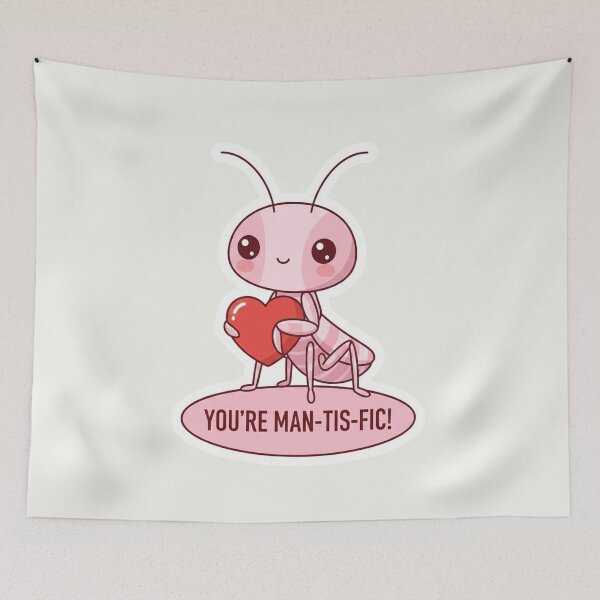 Item preview, Kawaii Pink Mantis You're Man-Tis-Fic! Valentine Minimalist Sticker designed and sold by arup7980.