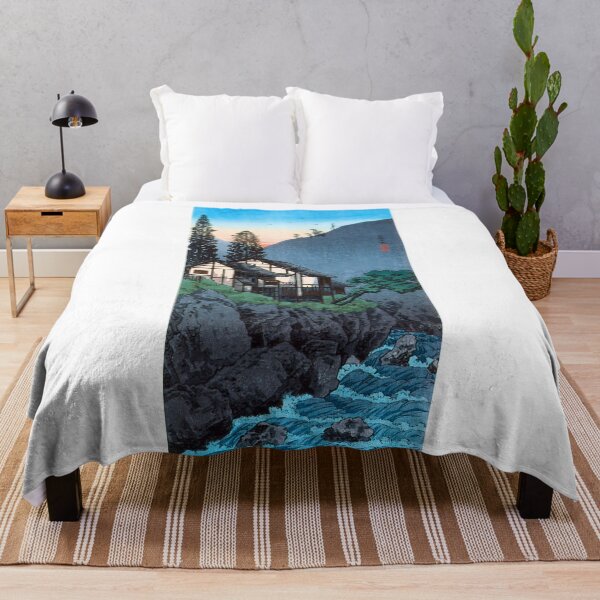 Item preview, Riverside Inn on Rocky Cliff - Hiroaki Takahashi Vintage Print designed and sold by Open Canvas.