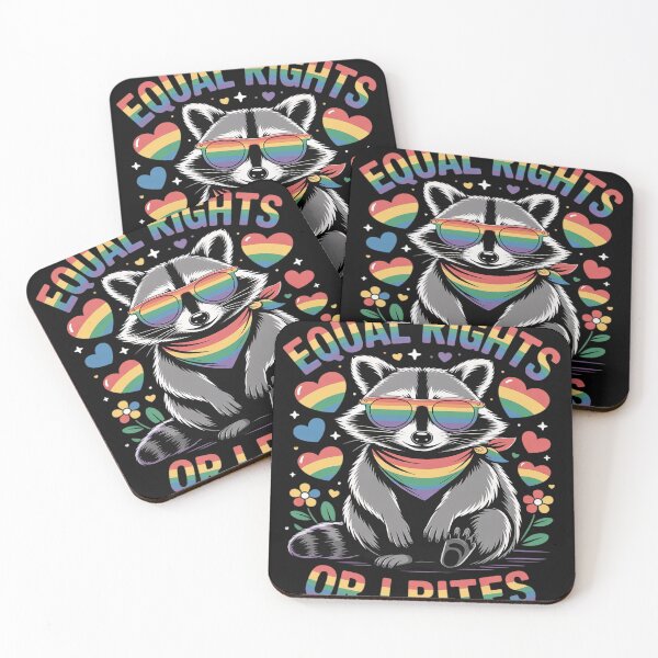 Item preview, Equal Rights Or I Bites Feminist Raccoon LGBTQ Ally Rainbow designed and sold by Rackaam.