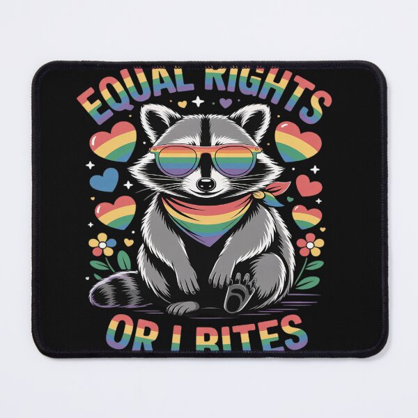 Item preview, Equal Rights Or I Bites Feminist Raccoon LGBTQ Ally Rainbow designed and sold by Rackaam.