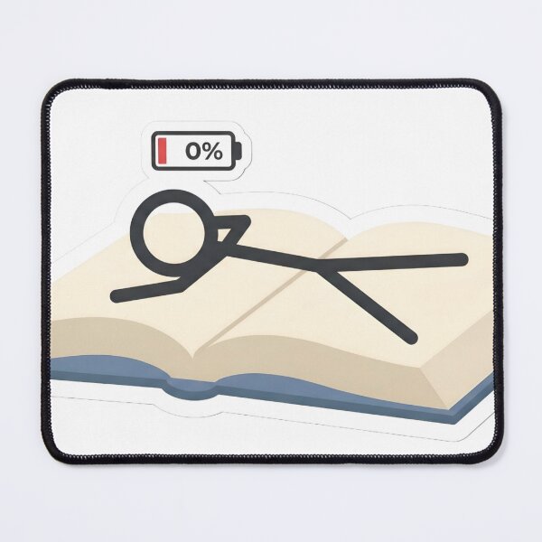 Item preview, Social Battery Drained Stickman Faceplant Into Book - Introvert Cozy Reading Aesthetic designed and sold by StickyGuys.